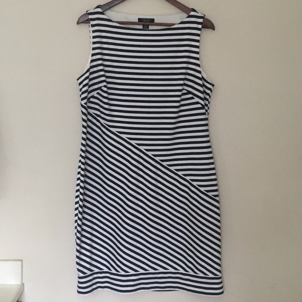 Chaps Navy/White Stretch Cotton Sheath sz 14